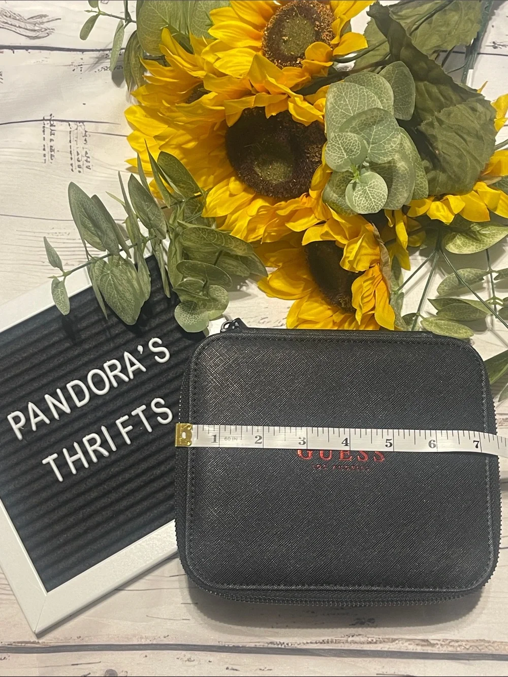 GUESS Black Jewelry Travel Case with Red Logo